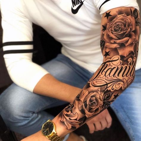 Family Sleeve Tattoo, Mangas Tattoo, Cool Half Sleeve Tattoos, Rose Tattoo Sleeve, Polynesian Tattoos, Men Tattoos Arm Sleeve, Forearm Sleeve Tattoos, Cool Forearm Tattoos, Geometric Tattoos