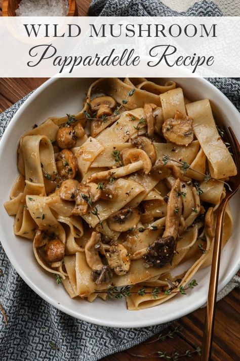 Caramelized Wild Mushroom Pappardelle pasta recipe Caramelized Wild Mushroom Pappardelle Pasta, Mushroom And Pasta Recipes Healthy, Pork Mushroom Pasta, Pappardelle Recipes Vegetarian, Wild Mushroom Pasta, White Bolognese, Mushroom Pappardelle, Pappardelle Pasta Recipe, Pappardelle Recipe