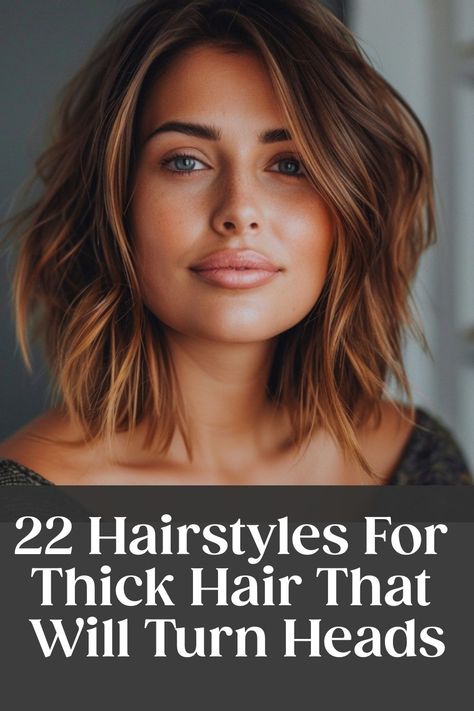 22 Hairstyles for Thick Hair That Will Flip Heads- #Hair #Hairstyles #Heads #Thick #Turn Check more at https://howcandothis.com/hairstyleideas/22-hairstyles-for-thick-hair-that-will-flip-heads/ Long Bob With Thick Hair, Best Haircut For Thick Hair Medium, Short Haircuts To Make Hair Look Thicker, Best Thick Hair Haircuts, Short Mum Hair, Lob With Thick Hair, Cute Summer Haircut, Women’s Haircuts For Thick Hair, Shoulder Length Hairstyles Thick Hair