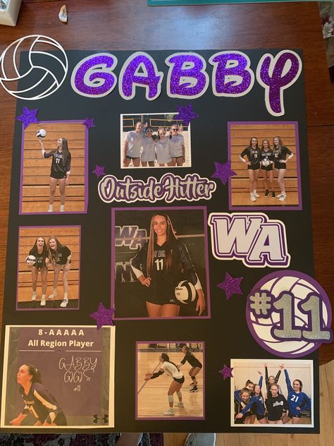 Senior Poster Board Ideas For Volleyball, 8th Grade Volleyball Poster, Boys Volleyball Senior Night Posters, Senior Poster Board Ideas Field Hockey, Volley Ball Senior Night Posters, Senior Vball Posters, Volleyball Senior Night Ideas Posters, Volleyball Support Posters, Senior Night Vball Posters