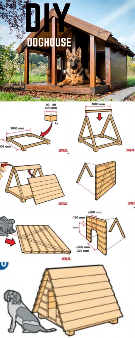 Dog Shed Ideas, Build Cheap Dog House, Dog Kennel From Pallets, Dog Shelters Outdoor, Pallet Kennel Dog, Garden Dog House, Unique Dog Houses Diy, Diy Doghouse For Large Dogs, Lean To Dog Shelter