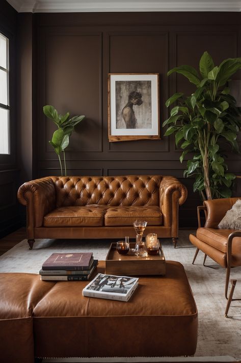 20 Cognac Leather Couch Living Room Ideas: Ultimate Inspiration Guide » Comfy Ideas Brown Leather Couch Office, Brown Sitting Room Ideas, Light Leather Couch, Caramel Sofa Living Room Ideas, Living Room Designs Leather Couch, Leather Brown Couch Living Room Ideas, Cognac Living Room, Cognac Couch Living Room Ideas, Cognac Leather Couch Living Rooms