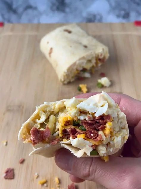 High Protein Breakfast Burrito Protein Breakfast Burrito, High Protein Breakfast Burrito, Greek Yogurt Breakfast, Whole Wheat Tortillas, Breakfast Burrito, Fresh Avocado, Sliced Turkey, High Protein Breakfast, High Carb