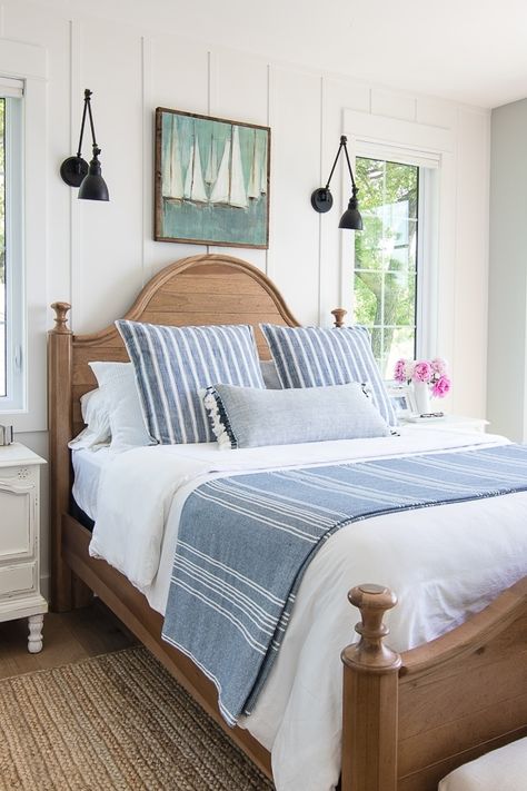 Lake House Bedding - The Lilypad Cottage Lake House Bedding, Lake House Bedroom Ideas, Blue And White Bedding, Lakehouse Bedroom, Lake House Bedroom, House Bedroom Ideas, Lake House Interior, Casa Country, Coastal Bedrooms