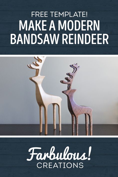 A super simple and gorgeous bandsaw reindeer you can make in as little as 30 minutes! Makes a great mantle piece or gift #christmasdecor #homemade #freetemplate Bandsaw Reindeer, Raindeer Crafts, 3d Reindeer, Reindeer Diy, Bandsaw Projects, Wood Reindeer, Woodworking Jigsaw, Christmas Diy Wood, Wood Craft Patterns