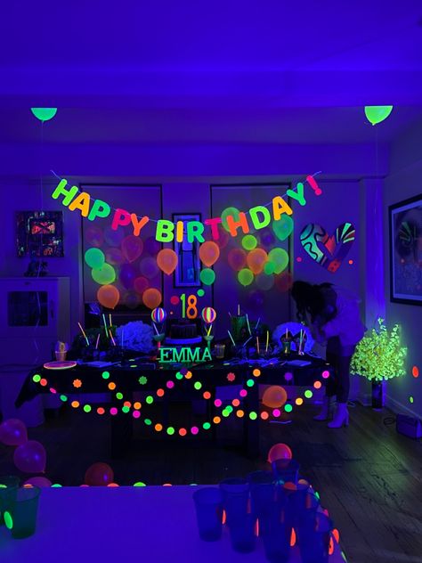 Glow Theme Party, 14th Birthday Party Ideas, Glow In Dark Party, Neon Birthday Party, Glow Birthday Party, Neon Birthday, Glow Birthday, Bday Party Theme, Birthday Party For Teens