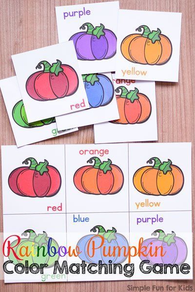 Toddlers can learn and review colors with this printable Rainbow Pumpkin Color Matching Game! Simple, large cards and just a few matches, perfect for little hands and minds. Color Matching Preschool, Fall Pumpkin Activities, Pumpkin Lesson Plans, Pumpkin Lessons, Pumpkin Picture, Picture To Color, Matching Games For Toddlers, Pumpkins Preschool, Rainbow Pumpkin