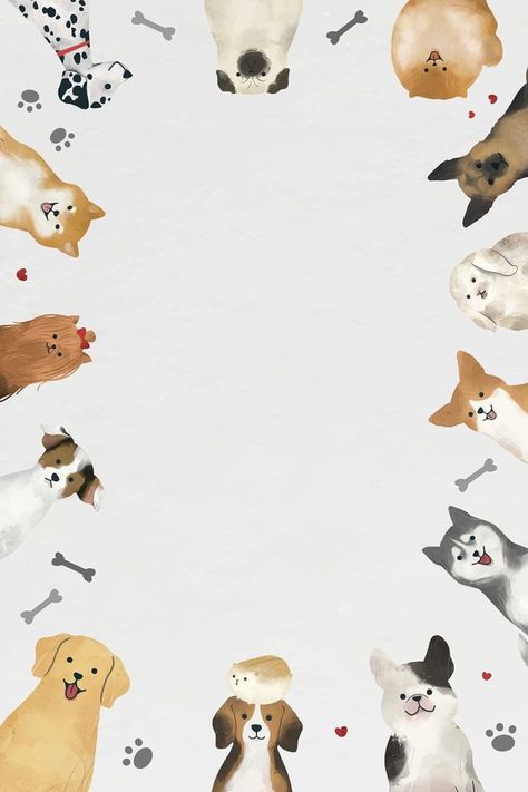 Animal background psd with cute | Free PSD Illustration - rawpixel Animals Doodle, Dog Frame, Dog Wallpaper Iphone, Paw Wallpaper, Dog Background, Cute Dog Wallpaper, Iphone Wallpaper Cat, Cartoon Cats, Dog Frames