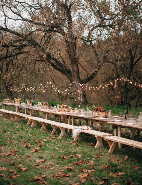 Long handmade pallet farm table for the reception Folder Ideas, Jazz Party, Deco Champetre, Picnic Tables, Outdoor Dinner, Picnic Wedding, Table Set Up, Long Table, 60th Anniversary