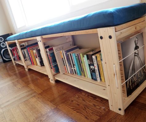 This Instructable will show you how to convert an Ikea Gorm shelving unit into a bookshelf bench. Build A Bookshelf, Bookshelf Bench, Bookcase Bench, Ikea Bench, Kids Bedroom Makeover, Ikea Shelving Unit, Diy Window Seat, Corner Nook, Creative Bookshelves