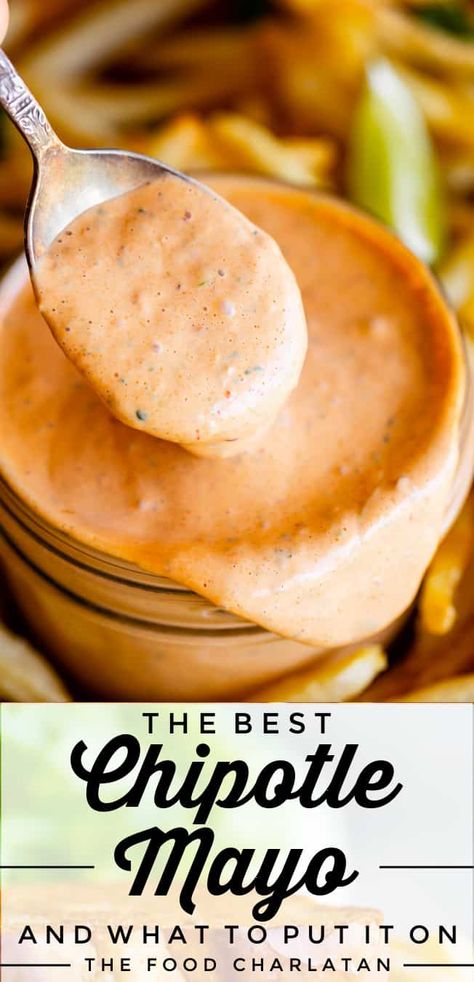 The Best Chipotle Mayo from The Food Charlatan. Learn how to make easy Chipotle Mayo recipe! You are going to want to put this homemade sauce on EVERYTHING you guys. It is the best secret sauce for so many Mexican inspired meals! Chipotle mayo is creamy and smooth, with a little bit of heat from the chipotles and a touch of smokey flavor from the peppers themselves and additional smoked paprika. Then put. it. on. everything. I've got tons of ideas in the post for what to use it with! Chipotle Mayo Sauce, Sauce For Tacos, Chipotle Mayo Recipe, Slow Cooker Pork Tacos, Sandwich Spreads, Beer Battered Fish Tacos, Homemade Chipotle, Mayo Recipe, The Food Charlatan