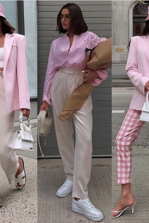 Nude Trousers Outfit, Beige Trousers Outfit Casual, Beige Trousers Outfit, Nude Trousers, Trousers Outfit Casual, Trouser Outfit, Beige Blouse, Pink Trousers, Rose Beige