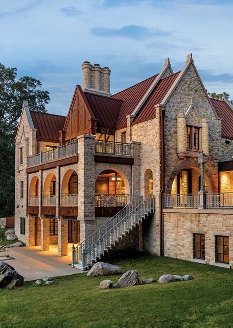 Huntington Manor: Orono’s Famous Modern-Day Castle - Midwest Home Castle Style House, Castle House Modern, Castle House Design, Castle Exterior, House Castle, Modern Castle, Beautiful Exterior, Castle Home, Exterior Architecture