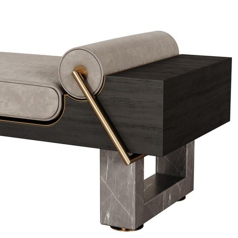 Kansas Bench by Porus Studio, in New conditions.  Designed from 2000 Signed by Maker Console With Bench, Bench With Side Table, Stool Design Ideas, Modern Ski Lodge, Gold Stool, Indoor Benches, Interior Columns, Contemporary Seating, Furniture Bedside Table