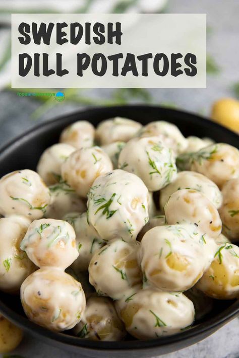 A potato side dish with velvety dill cream sauce --- Swedish Dill Potatoes will surely become one of your favorites. Perfect with fish or grilled meat; make sure you prepare extra! Swedish Food Traditional, Swedish Christmas Food, Dill Cream Sauce, Swedish Cuisine, Dill Potatoes, Nordic Recipe, Potato Side Dish, Swedish Home, Christmas Side Dishes