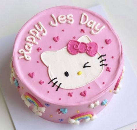 Pink Hello Kitty Cake, Kue Hello Kitty, Birthday Cake Funny, Tort Hello Kitty, Bolo Da Hello Kitty, Cakes Creative, Cakes Pretty, Kitty Birthday Cake, Cake Funny