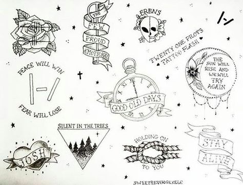 tøp tattoo ideas! credit to @sweetrevengekele on instagram Twenty One Pilots Dibujos, Tatuagem Twenty One Pilots, Vessel Twenty One Pilots, Twenty One Pilots Tattoo, Pilot Tattoo, Twenty One Pilots Art, Desenhos Love, Twenty One Pilots Wallpaper, Pilots Art