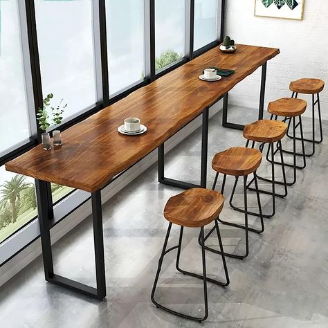 Amazon.com: QQXX Industrial Bar Height Table,Solid Wood Bar Top Table Narrow Bar Table,Rectangular Pub Tables Tall Counter Height Table,Live Edge Dining Table Kitchen Table,No Stool(86.6", Brown) : Home & Kitchen Narrow Bar Table, Cafe Industrial, Modern Bar Table, Bar Mini, Wood Bar Table, Bar Dining Table, Kursi Bar, Table Live Edge, Wood Counter Stools