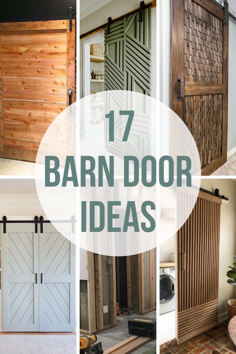 Barn Wood Doors Sliding, Barn Doors In Basement, Stained Barn Doors In The House, Double Sliding Barn Doors In The House, Barn Doors In House, Diy Barndoors For Closet, Painting Barn Doors, Barn Doors For Laundry Room, Pallet Barn Door Diy