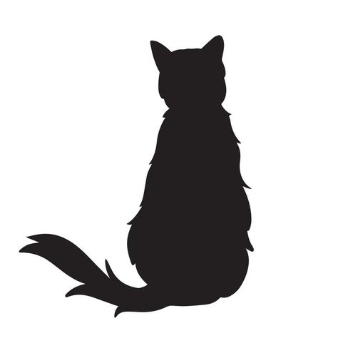 Black Cat Drawing Simple, Drawing From Behind, Cat Sitting Drawing, Cat From Behind, Sitting Drawing, Silhouette Chat, Black Cat Sitting, Walking Cat, Black Cat Drawing