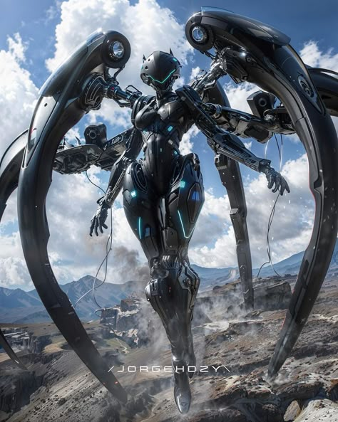 Robot Angel Art, Evil Robot Concept Art, Futuristic Robot Concept Art, Mech Wings, Sci Fi Robots, Robot Sci Fi, Giant Mech, Fantasy Robot, Sci Fi Robot