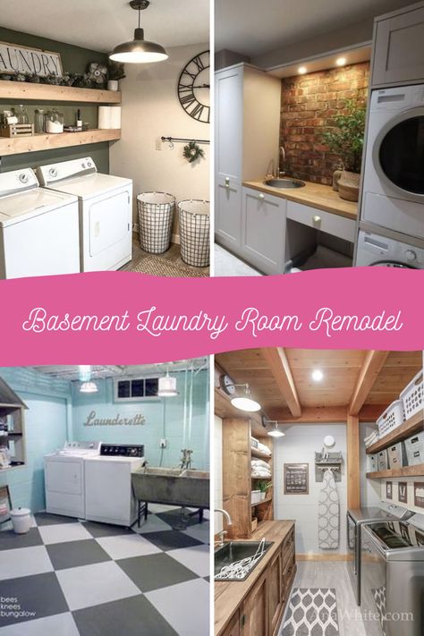 Update Basement Laundry Room, Small Basement Laundry Room Makeover, Large Basement Laundry Room Ideas, Laundry Area Basement, Laundry And Utility Room Ideas, Laundry Area In Basement, Basement Kitchen Laundry Combo, Basement Utility Room Ideas Unfinished, Finished Basement Laundry Room Ideas