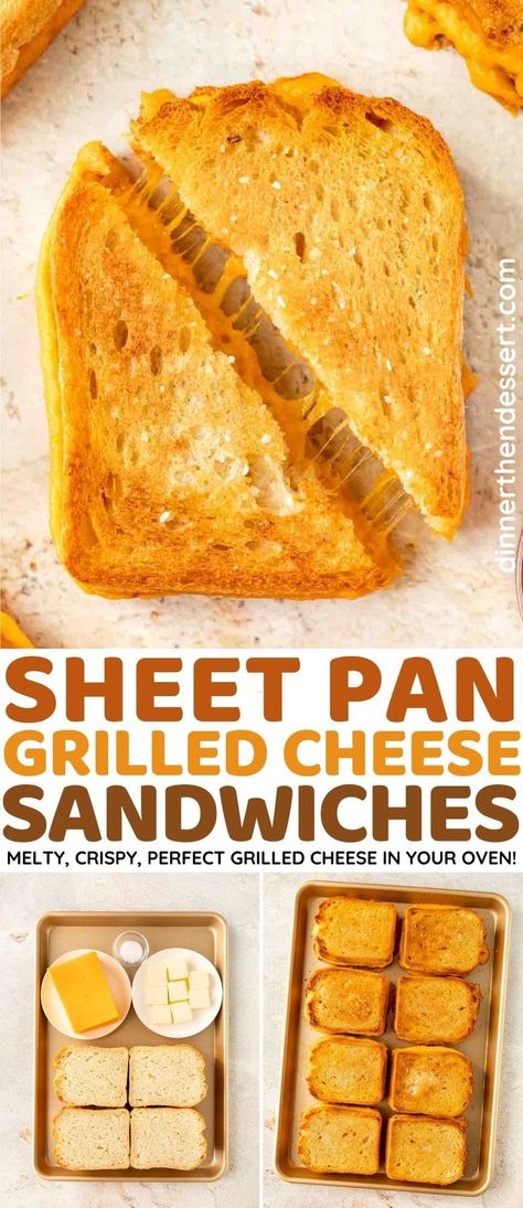 Perfect Grilled Cheese Sandwich, Grilled Cheese Baked In Oven, Sandwich’s For A Crowd, Grill Cheese In The Oven, Grilled Cheese Sheet Pan, Grilled Cheese Recipes Oven, How To Freeze Grilled Cheese, Baked Cheese Sandwich, Grilled Cheese Casserole Recipes