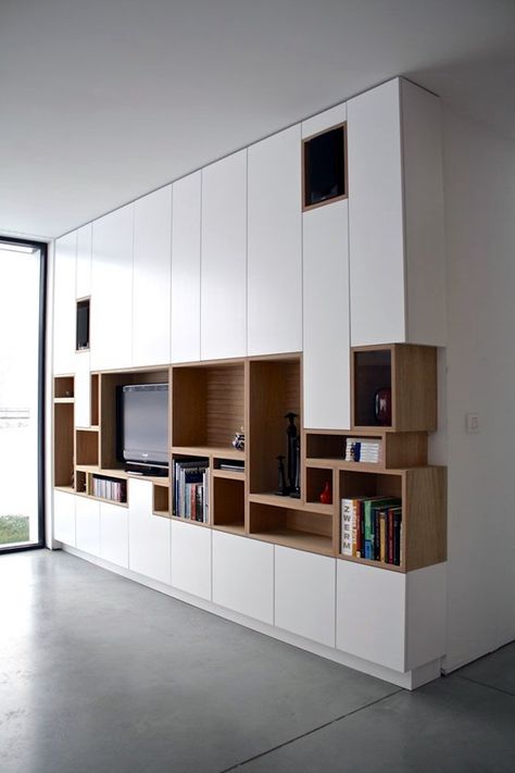 Muebles Living, Tv Wall Unit, غرفة ملابس, Hus Inspiration, Living Room Storage, Cool Ideas, Cabinet Design, Wall Unit, Interior Furniture