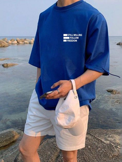 #outfits #menoutfits #gyoutfits #summer #summeroutfits Short And T Shirt Outfit Men, Short And Tshirt Outfits Men, Men's Shorts Outfits, Male Style Summer, Outfit Short Hombre, Blue Outfit Men Casual, Blue Short Sleeve Shirt Outfit, Blue And White Outfit Men, Summer Beach Outfit Men