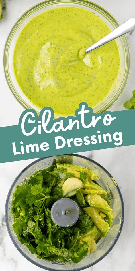 Homemade Avocado Cilantro Lime Dressing is an easy 5-minute 6-ingredient dressing perfect for salads, but don't just limit this flavorful sauce to salads. It's great on tacos, wraps, rice bowls, and nachos. It’s a creamy dressing that is dairy-free. The avocado is responsible for the creamy texture in this recipe. Creamy Taco Sauce, Ranch Salad Dressing Recipes, Avocado Cilantro Lime Dressing, Ww Salads, Avocado Uses, Ranch Salad Dressing, Cilantro Lime Dressing, Creamy Dressing, Taco Sauce