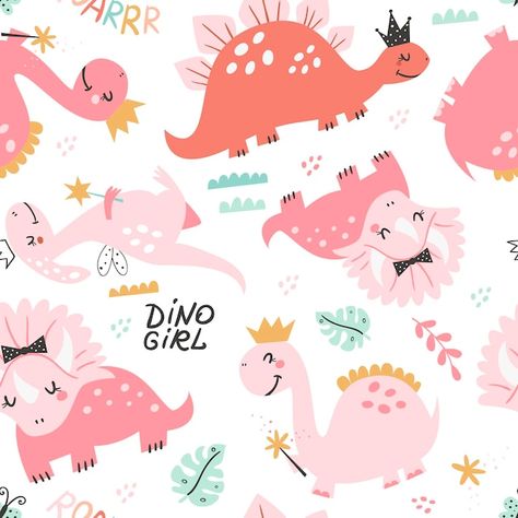 Seamless pattern with cute girl dinosaurs Pattern for bedroom wallpaper kids and baby wear Wallpaper Kids, Dinosaur Wallpaper, Girl Dinosaur, Bedroom Wallpaper, Dinosaur Background, Dinosaur Pattern, Cute Dinosaur, Wallpaper Bedroom, Girl Wallpaper