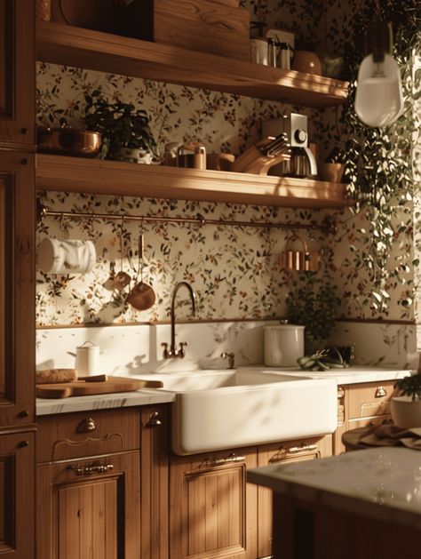 Home Old Style, Cottagecore Interior Design Kitchen, Vintage House Kitchen, Small Rustic Farmhouse Kitchen, Kitchen Rustic Farmhouse, Kitchen Cabinet Color Ideas Vintage, Cottage House Aesthetic Interior, Old Farmhouse Interior Vintage, Vintage Things Aesthetic