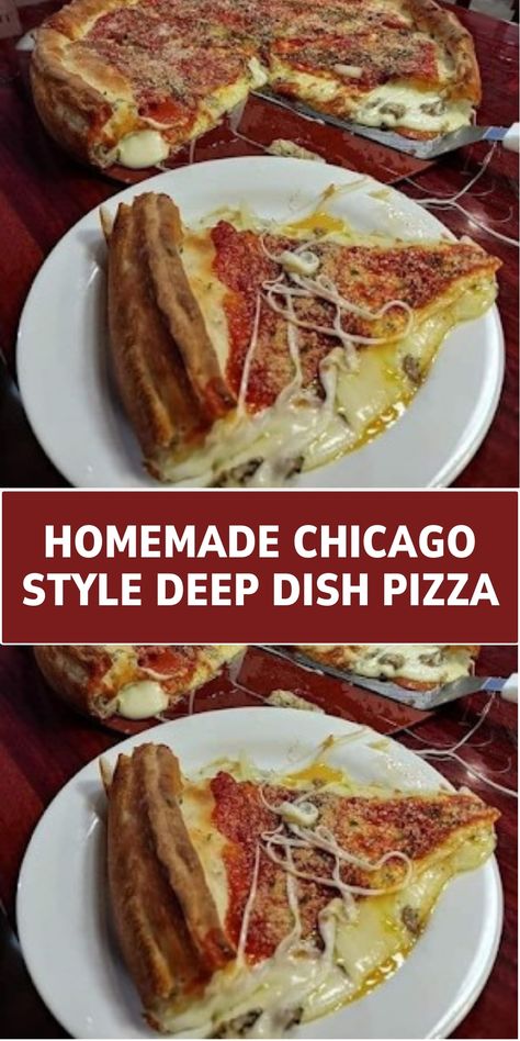 This recipe walks you through making the iconic deep-dish pizza, known for its thick, buttery crust, inverted layers of cheese, toppings, and a chunky tomato sauce. It's a filling and satisfying take on pizza. Deep Dish Pizza Chicago, Homemade Deep Dish Pizza, Chicago Deep Dish Pizza Recipe, Deep Dish Pizza Dough, Pizza Chicago, Chicago Deep Dish, Chicago Style Deep Dish Pizza, Deep Dish Pizza Recipe, Chicago Deep Dish Pizza