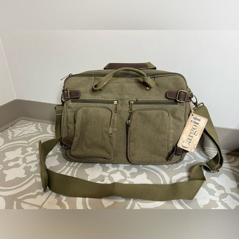 NWT CargoIt | Tote Bag With Removable Shoulder Strap Grunge Bags, Cargo Bag, Cute Grunge, Green Brown, Green And Brown, Things I Want, Messenger Bag, Dark Green, Shoulder Strap