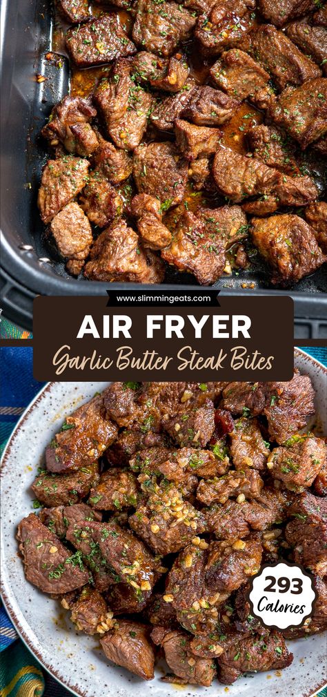 Air Fryer Steak Bites, Garlic Butter Steak Bites, Plats Ramadan, Butter Steak Bites, Air Fryer Garlic, New Air Fryer Recipes, Air Fryer Steak, Butter Steak, Air Fried Food