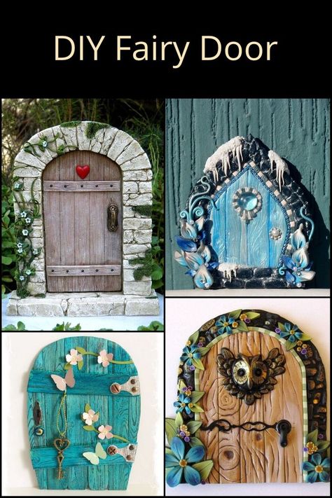 When reading most fairytales or fairytale-like stories , you will almost always encounter a magical, enchanted doorway. We share a tutorial video for making a cute miniature fairy door in this article! Diy Fairy Door, Fairy Garden Pots, Fairy Garden Doors, Fairy Tree Houses, Fairy House Crafts, Fairy Garden Furniture, Door Crafts, Fairy House Diy, Fairy Garden Designs