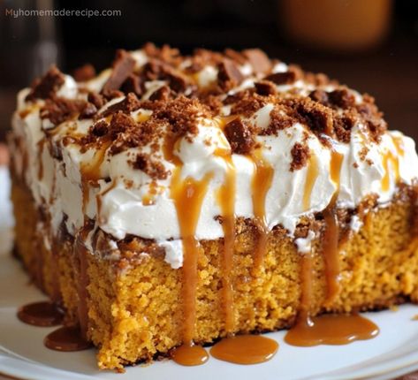 Rum And Raisin Cake, Cake Recipe Easy, Easy Pumpkin Dessert, Deserts Easy, Layered Desserts, Spice Cake Mix, Toffee Bits, Desserts For A Crowd, All Recipes