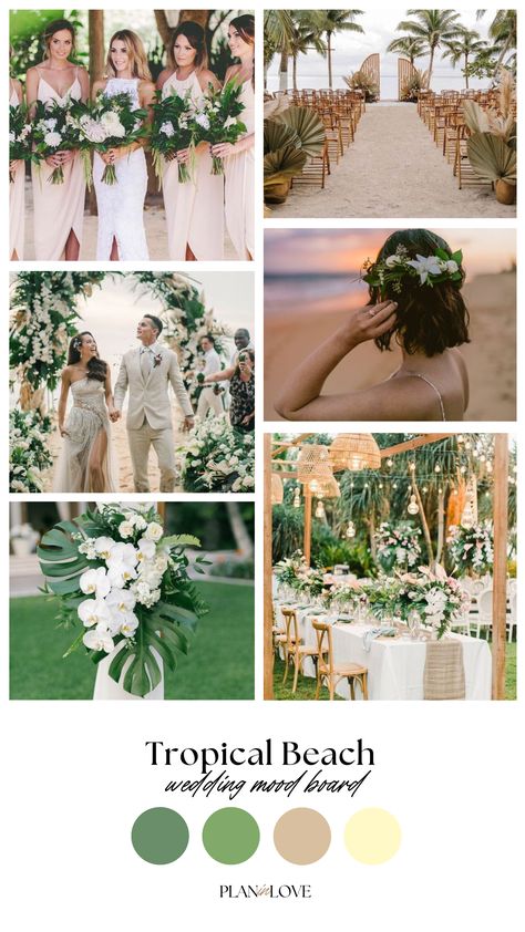 wedding inspiration | beach wedding inspiration | destination wedding inspiration | tropical wedding inspiration | vibrant wedding inspiration | wedding planning  | wedding day moments | wedding planning tools | wedding journey | wedding | plan in love Wedding Theme Ideas Beach, Cancun Wedding Color Palette, Color Schemes For Beach Weddings, Bali Wedding Color Palette, Wedding Colour Schemes Beach, Green Wedding Theme Beach, Sage Beach Wedding Theme, Wedding Color Schemes Hawaii, Beach Wedding Tropical Theme