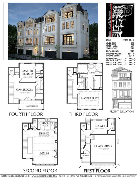 Town Homes Floor Plans, Modern Townhome Floor Plans, New York House Floor Plans, Townhome Plans Layout, Multi Story House Plans, Brownstone Homes Floor Plans, Luxury Home Floor Plans 2 Story, Modern Luxury Townhouse, Small Town House Floor Plan