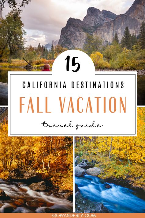 Discover the best fall destinations in California. Ideal for nature lovers and weekend getaways to beautiful autumn spots. California Autumn, Fall Weekend Trip, Fall Weekend Getaway, Fall Foliage Trips, Fall Destinations, Beautiful Places In Usa, California Fall, Muir Woods National Monument, Autumn Travel