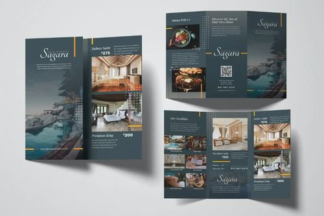 Hotel Trifold Brochure by uicreativenet on Envato Elements Brochure For Hotel, High End Brochure Design, Hotel Brochure Design Layout, Hotel Flyer Design, Hotel Brochure Design, Hotel Marketing Design, Company Brochure Design, Brochure Food, Brochure Graphic