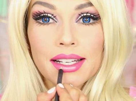 Barbie Halloween Costume, Rose Watch, Cute Eyeshadow Looks, Barbie Halloween, Barbie Makeup, Barbie Costume, Barbie Hair, Doll Makeup, Stage Makeup