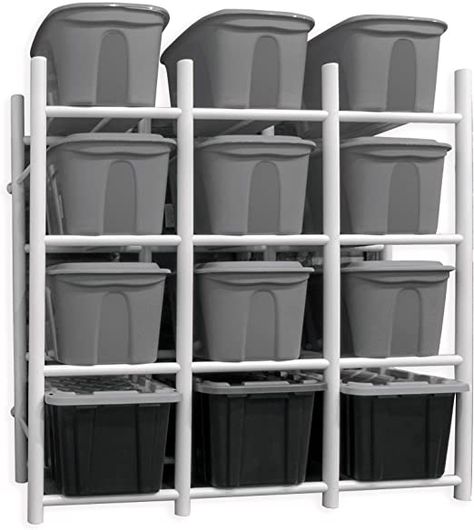 Amazon.com: PROSLAT Bin Warehouse Rack - 12 Totes : Home & Kitchen Garage Bin Storage, Tote Storage Shelves, Bin Rack, Bin Storage, Basement Storage, Garage Storage Organization, Tote Storage, Ceiling Fan In Kitchen, Garage Organization