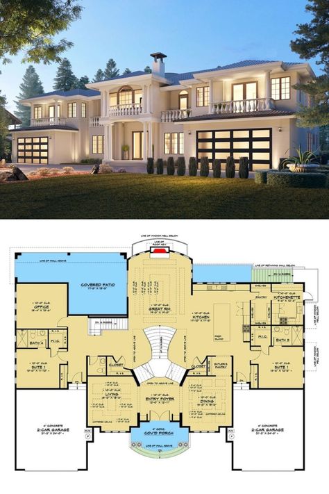 Mansions Layout Floor Plans, Large Two Story House Plans, Houses Floor Plans 2 Story, Luxury Floor Plans 2 Story, American Luxury Houses, Seven Bedroom House Floor Plans, 10 Bedroom House Plans Dream Homes, 4 Bedroom House Plans 2 Floors, House Plan Mansion