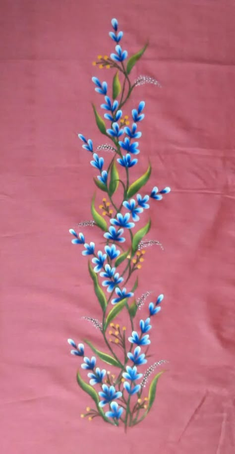 Paint Work On Fabric Dress, Hand Paint Suit Design, Fabric Colour Painting, Fabric Paint Shirt, Saree Painting Designs, Painting Flowers Tutorial, Fabric Paint Diy, Painting On Clothes, Fabric Painting Techniques