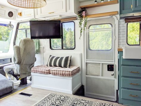 RV Renovation For a Big Family | Kitchn Class A Rv Remodel, Caravan Restoration, Camper House, Rv Design, Toyota Camper, Motorhome Remodel, Rv Decorating, Camper Reno, Rv Interior Remodel