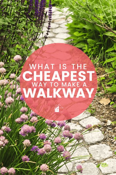 What Is The Cheapest Way To Make a Walkway? Creative Pathway Ideas, Landscaping Pathway Ideas, Entrance Pathway Ideas, Garden Walkways Pathways Diy, Outdoor Walkway Ideas Pathways, Creative Walkways, Diy Walkways, Front Door Landscaping, Sidewalk Landscaping