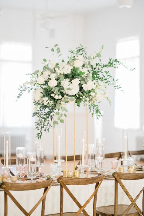 Eucalyptus Centerpiece, Modern Wedding Centerpieces, Tall Wedding Centerpieces, All White Wedding, Wedding Floral Centerpieces, Tall Centerpieces, Wedding Palette, White Wedding Flowers, Flower Centerpieces Wedding