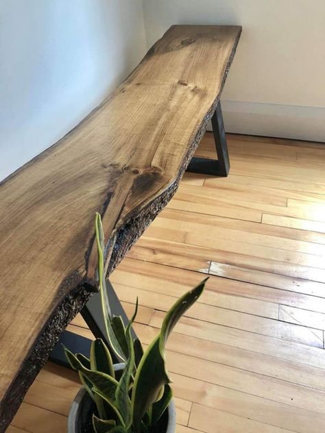 Mudroom Seating, Live Edge Wood Bench, Bench Wedding, Live Edge Bench, Entryway Benches, Rustic Entryway, Oak Console Table, Entry Bench, Rustic Bench