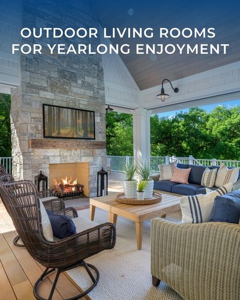 Are you maximizing your outdoor space? Outdoor rooms are becoming a prime entertainment and relaxation spot, no matter the season. Gas Outdoor Fireplace, Vent Free Gas Fireplace, Brick Interior, Outdoor Gas Fireplace, Oak Logs, Brick Paneling, Outdoor Living Rooms, Traditional Fireplace, Outdoor Living Room